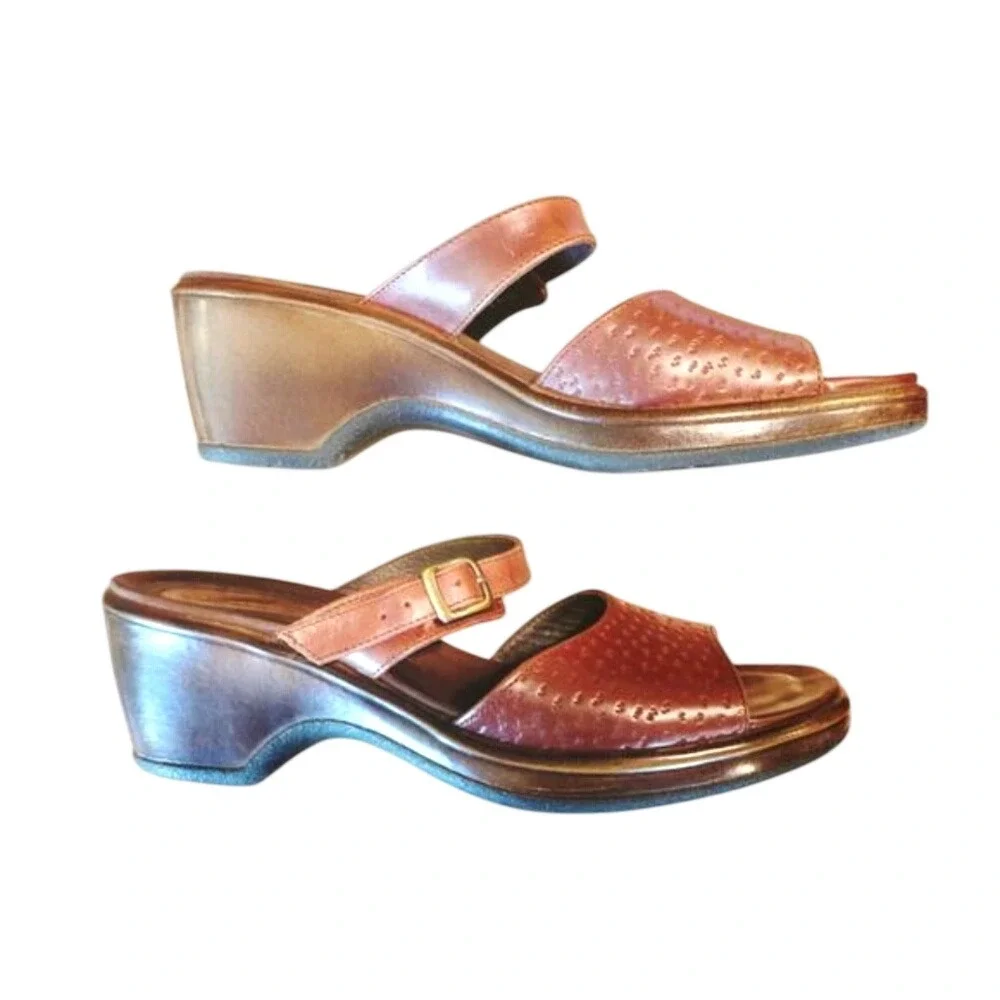 Dansko Annabel Leather platform slide sz US 9.5 EU 40 in Brown‎